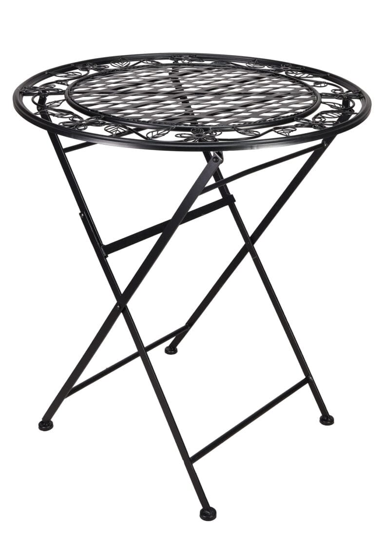 28" Matte Black Rustic Bistro Table — Round Steel Patio & Indoor Table