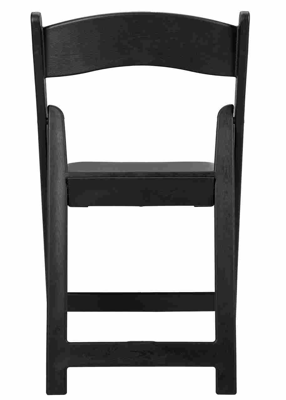 Black Folding Chair – WoodGrain Resin with Padded Black Vinyl Seat, Stackable, 850 lb (Indoor/Outdoor, Patio), Image 8