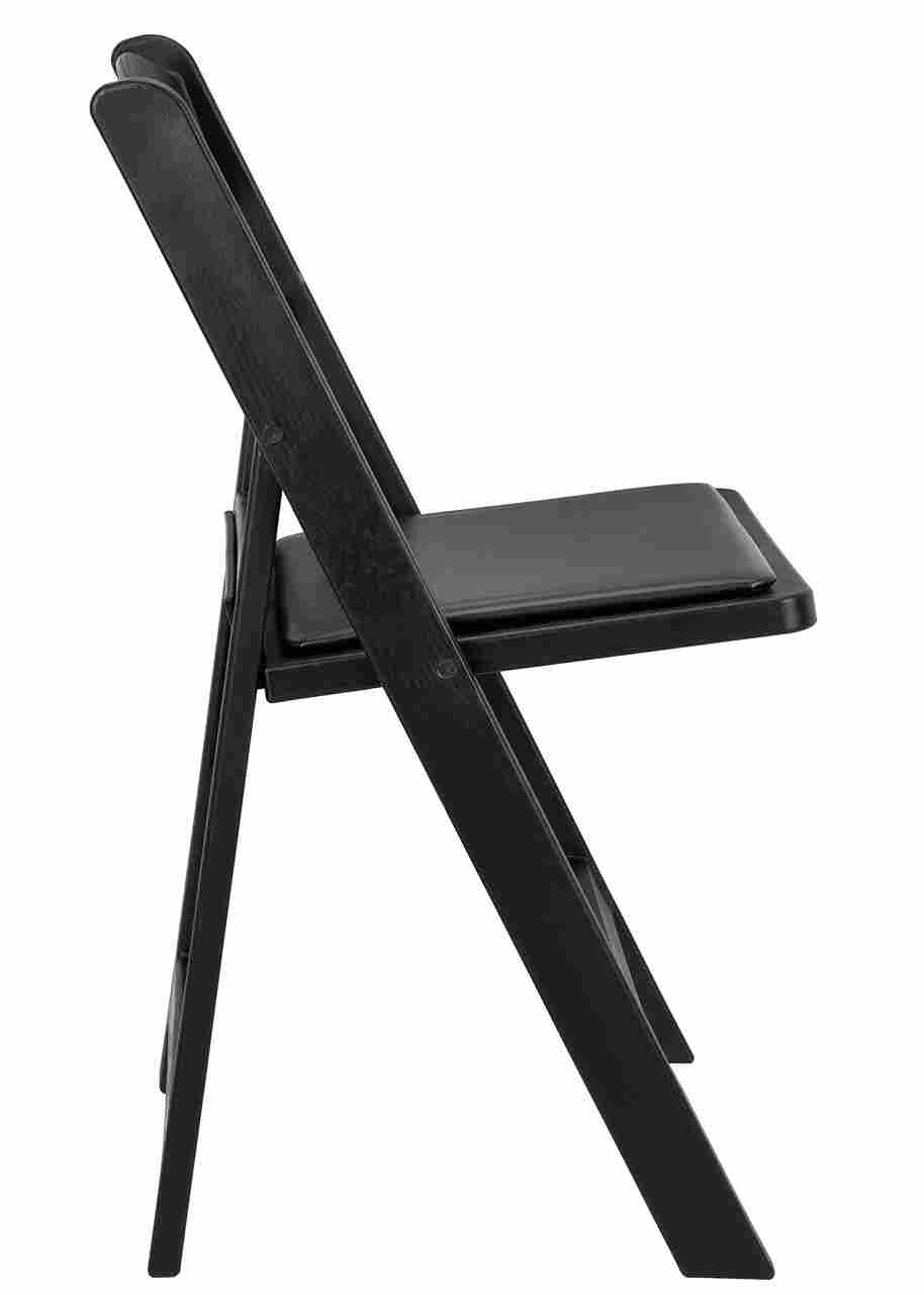 Black Folding Chair – WoodGrain Resin with Padded Black Vinyl Seat, Stackable, 850 lb (Indoor/Outdoor, Patio), Image 10