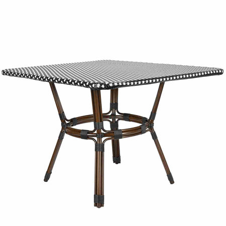 Outdoor Bistro Table 48" x 36" — Black & White PE Rattan Glass Top (Patio), Image 4