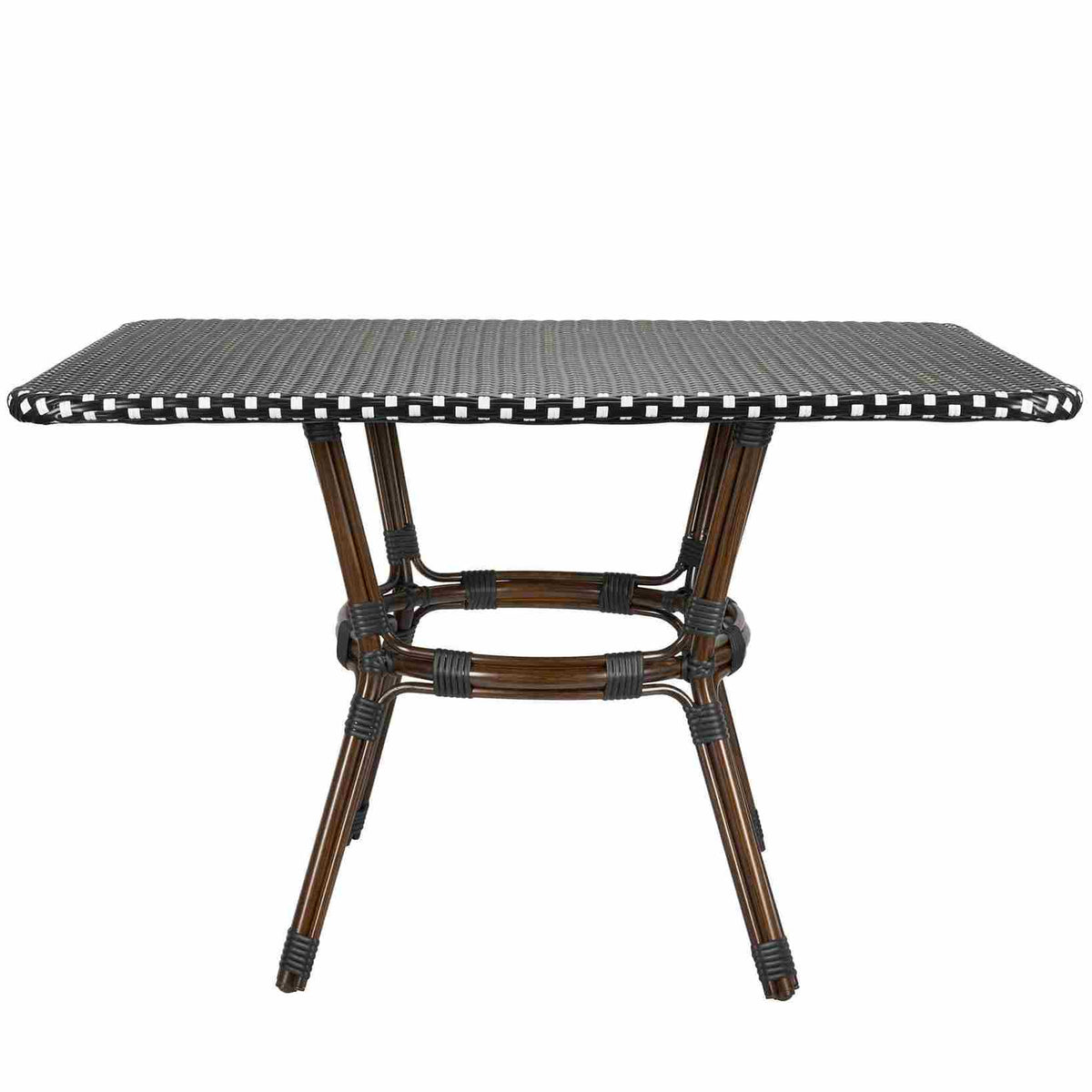 Outdoor Bistro Table 48" x 36" — Black & White PE Rattan Glass Top (Patio), Image 5