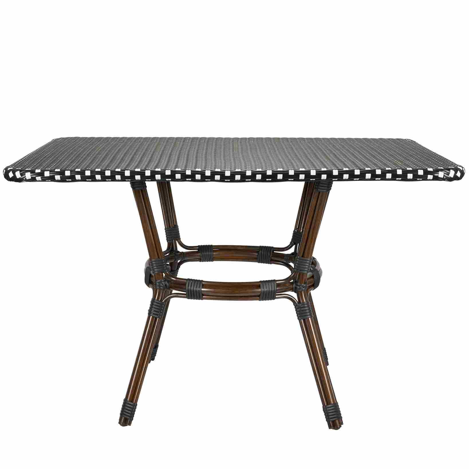 Outdoor Bistro Table 48" x 36" — Black & White PE Rattan Glass Top (Patio), Image 5