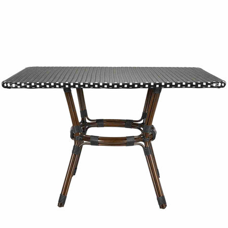 Outdoor Bistro Table 48" x 36" — Black & White PE Rattan Glass Top (Patio), Image 5