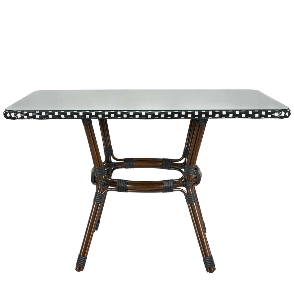 Outdoor Bistro Table 48" x 36" — Black & White PE Rattan Glass Top (Patio), Image 2