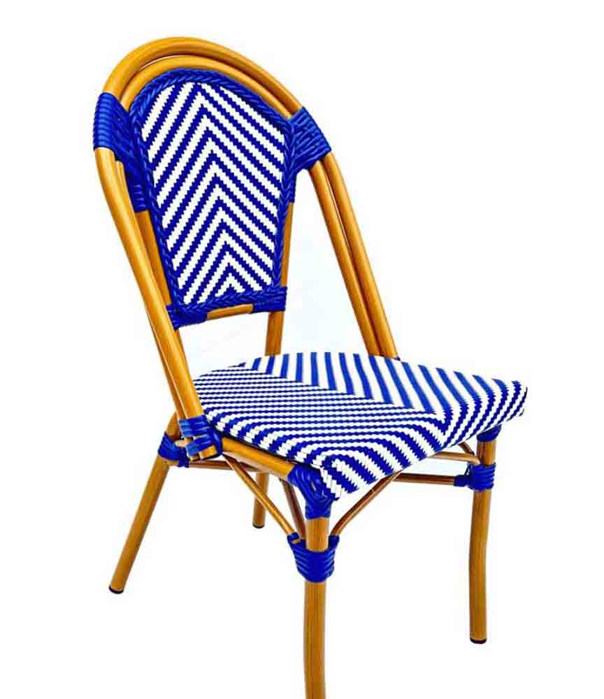 2 Pack Blue and White French Bistro Patio Dining Chair, Vibrant Patio Seating for Covered Decks or Sunrooms