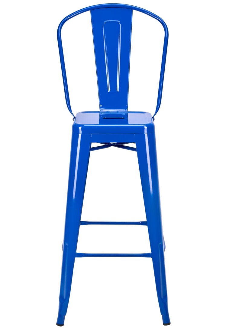 Tolix Metal Bar Stool with Back - Blue Hi-Gloss, 30in Seat (Outdoor/Patio & Kitchen), Image 3