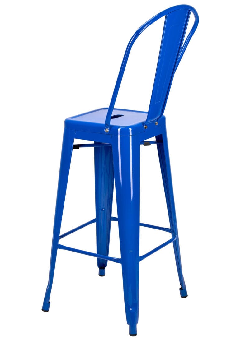 Tolix Metal Bar Stool with Back - Blue Hi-Gloss, 30in Seat (Outdoor/Patio & Kitchen), Image 6