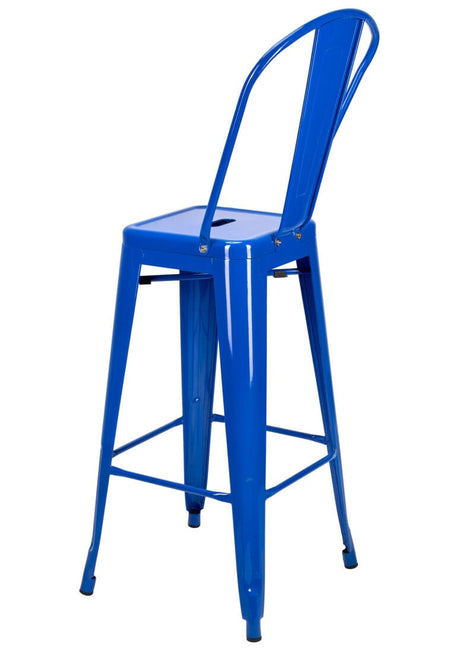 Tolix Metal Bar Stool with Back - Blue Hi-Gloss, 30in Seat (Outdoor/Patio & Kitchen), Image 6