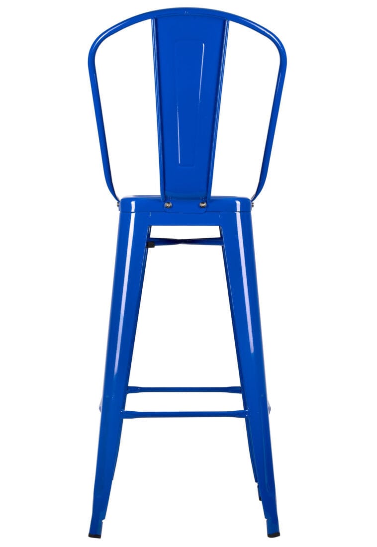 Tolix Metal Bar Stool with Back - Blue Hi-Gloss, 30in Seat (Outdoor/Patio & Kitchen), Image 7