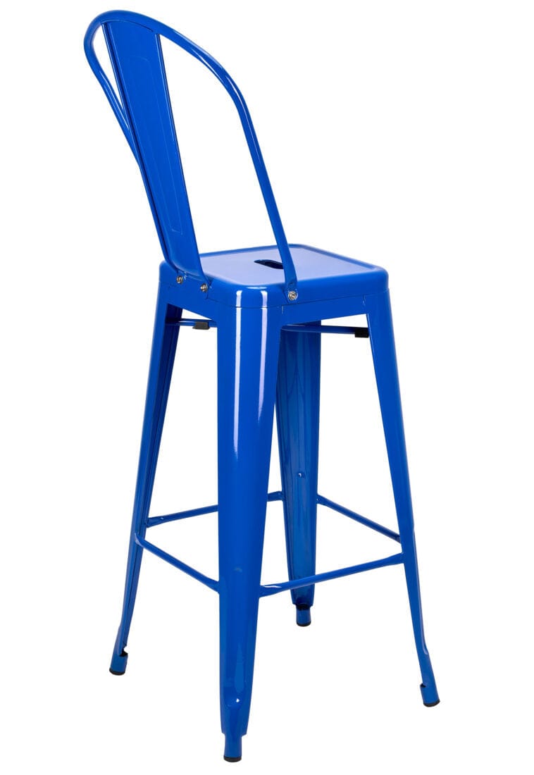 Tolix Metal Bar Stool with Back - Blue Hi-Gloss, 30in Seat (Outdoor/Patio & Kitchen), Image 8