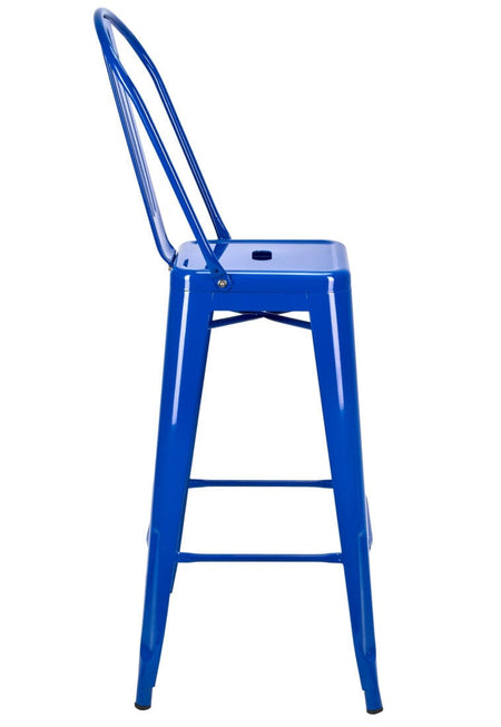 Tolix Metal Bar Stool with Back - Blue Hi-Gloss, 30in Seat (Outdoor/Patio & Kitchen), Image 9