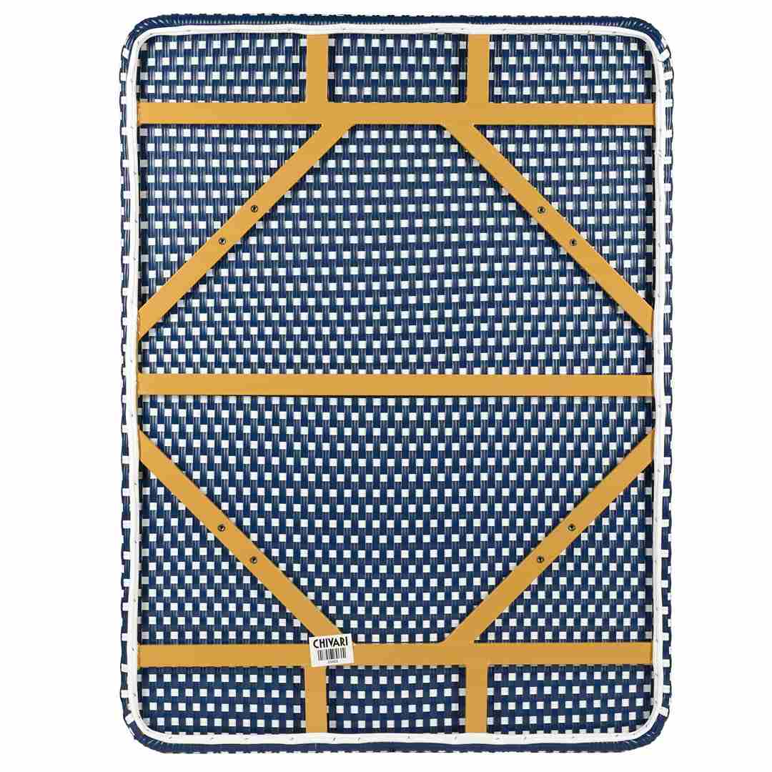 Outdoor Bistro Table 48x36 - Blue & White PE Rattan Glass Top, Patio, Image 7
