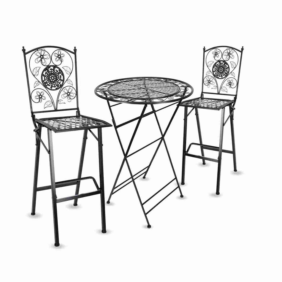 Rustic Matte Black Barcelona Bistro Set with 32" Cocktail Table and 2 Barstools