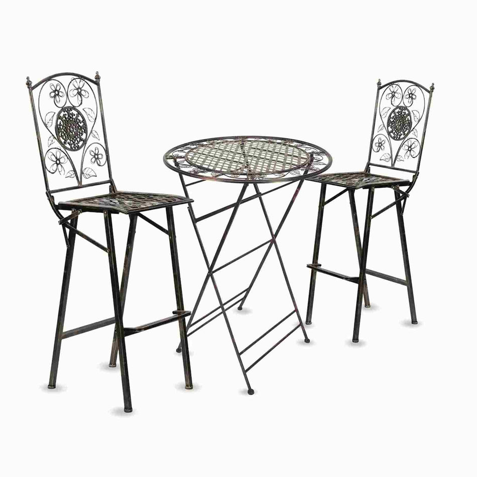 Copper Barcelona Bistro Set with 32" Cocktail Table and 2 Barstools