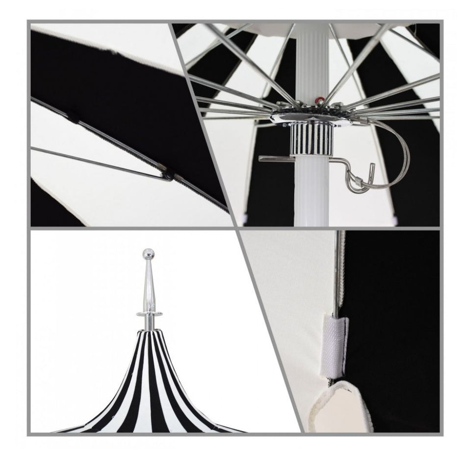8.5' Patio California Umbrella Pagoda Series with Sunbrella Fabric and White Aluminum Pole for Backyard Relaxation and Patio Shade, White