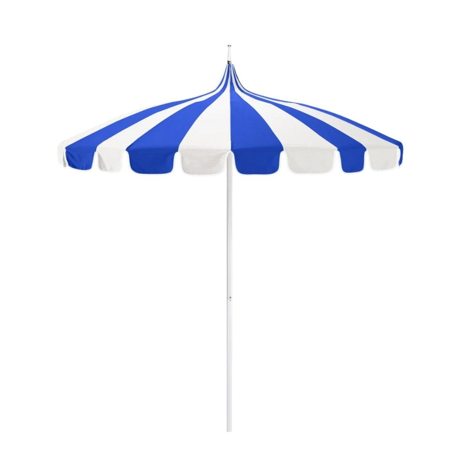 8.5' Patio California Umbrella Pagoda Series with Sunbrella Fabric and White Aluminum Pole for Patio Setup and Outdoor Shade, Pacific Blue