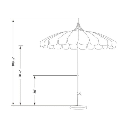 8.5' Patio California Umbrella Pagoda Series with Sunbrella Fabric and White Aluminum Pole for Deck and Patio Seating Coverage, Jockey Red, Image 7