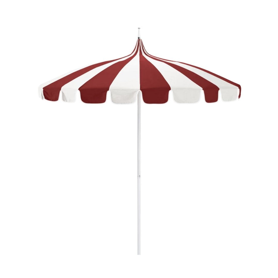 8.5' Patio California Umbrella Pagoda Series with Sunbrella Fabric and White Aluminum Pole for Deck and Patio Seating Coverage, Jockey Red