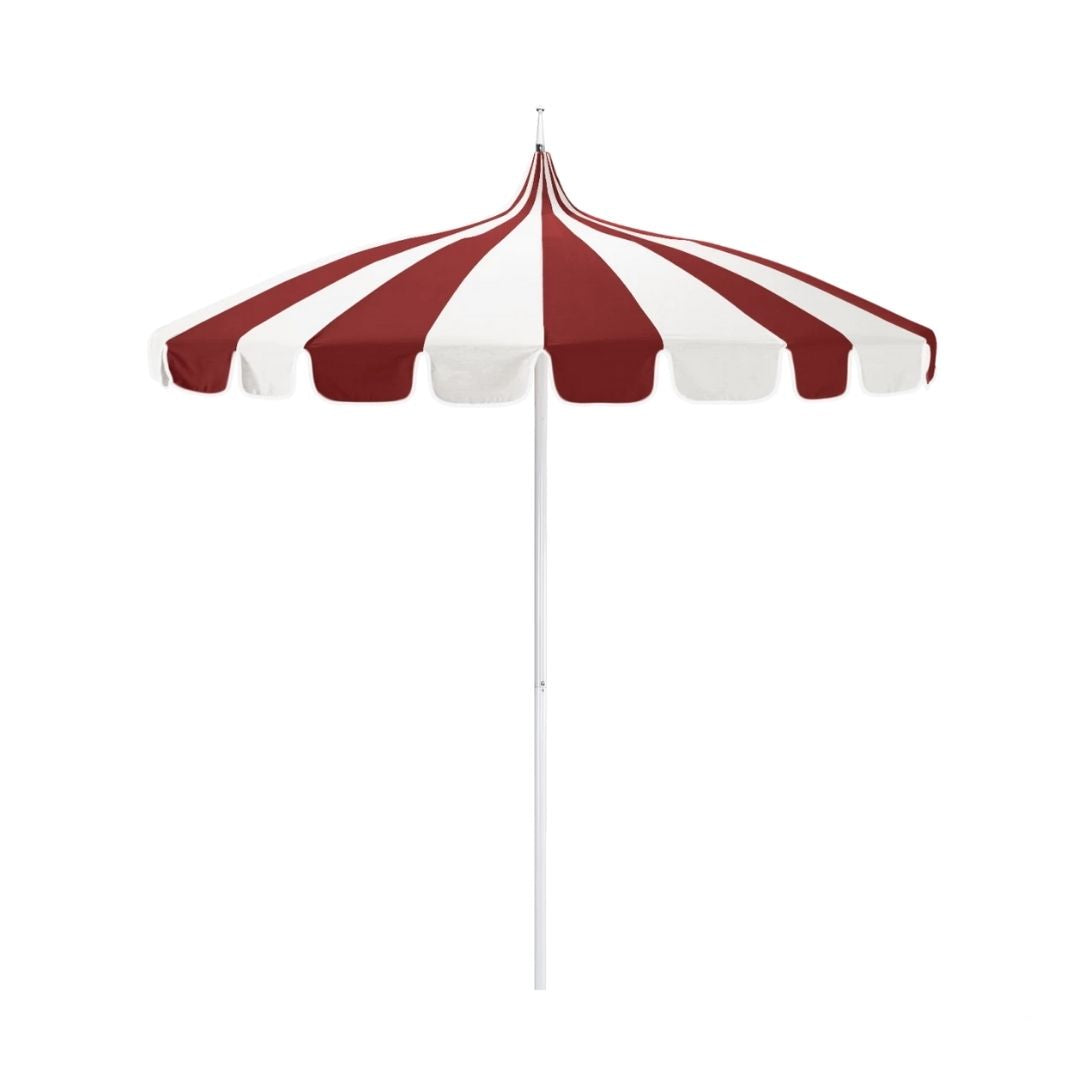 8.5' Patio California Umbrella Pagoda Series with Sunbrella Fabric and White Aluminum Pole for Deck and Patio Seating Coverage, Jockey Red, Image 2