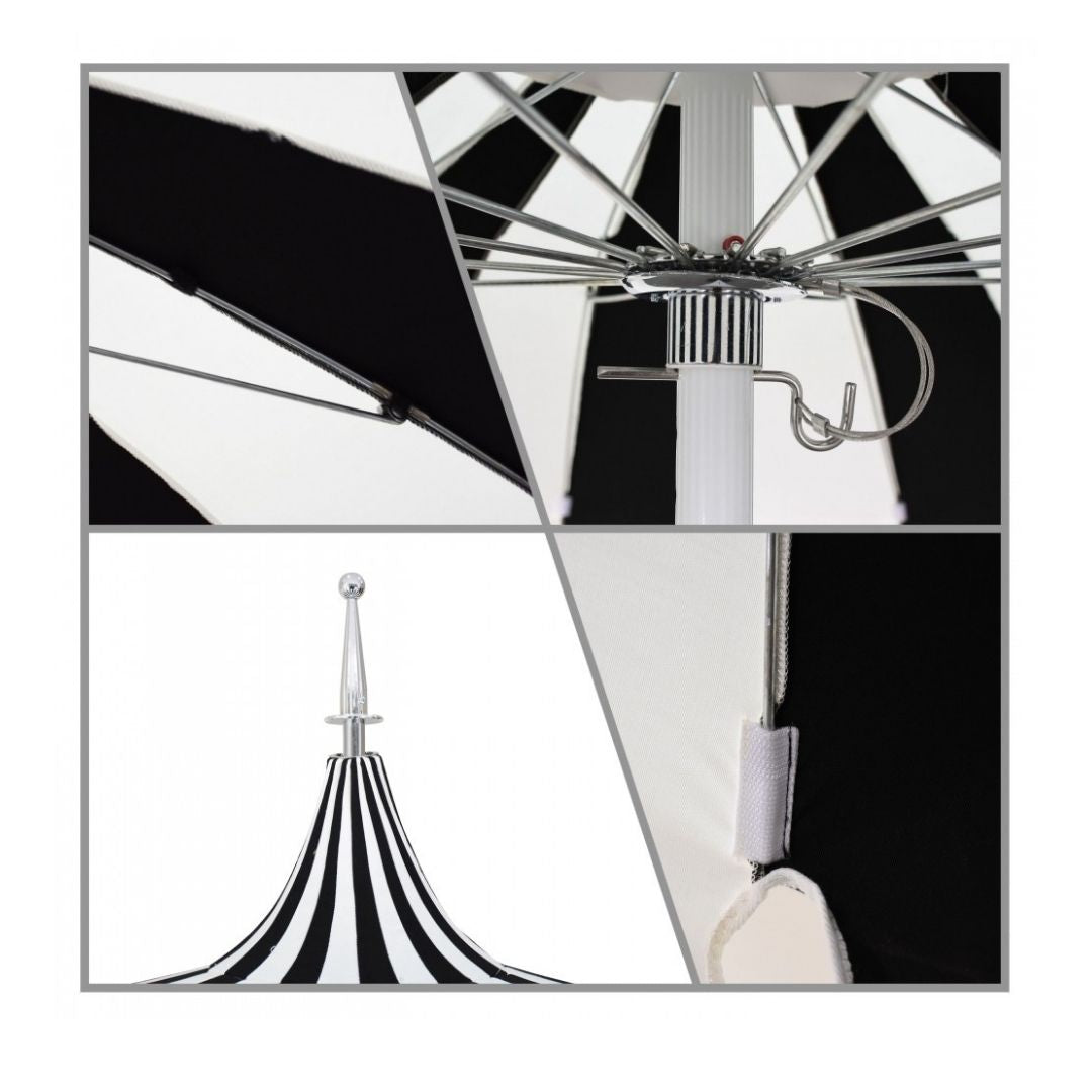 8.5' Patio California Umbrella Pagoda Series with Sunbrella Fabric and White Aluminum Pole for Backyard Comfort and Patio Shade, Black, Image 4