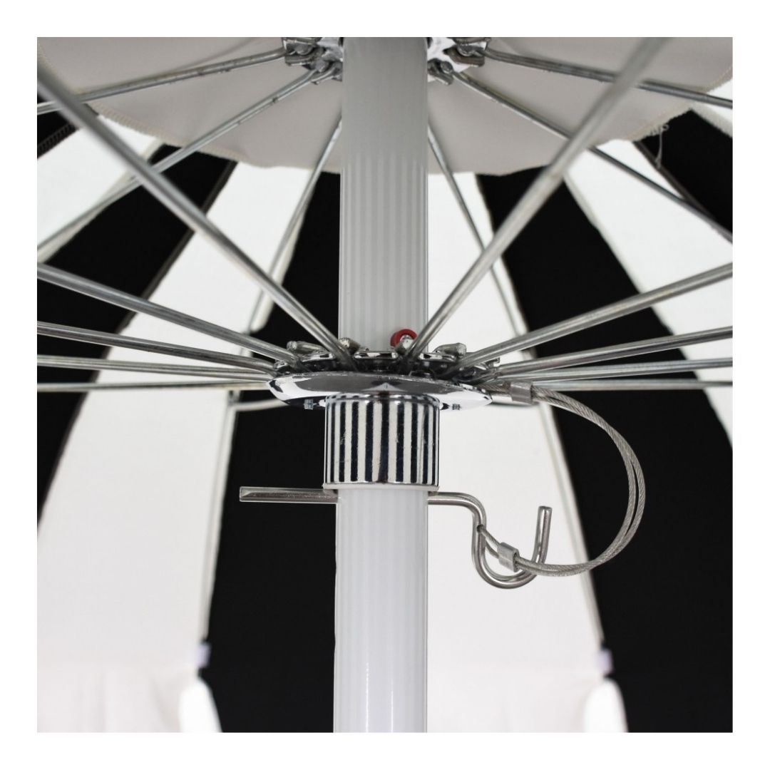 8.5' Patio California Umbrella Pagoda Series with Sunbrella Fabric and White Aluminum Pole for Backyard Comfort and Patio Shade, Black, Image 6