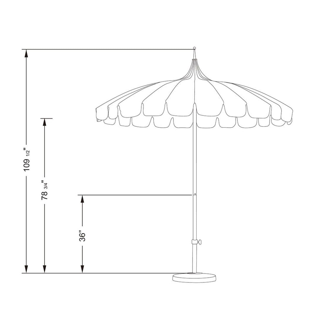 8.5' Patio California Umbrella Pagoda Series with Sunbrella Fabric and White Aluminum Pole for Backyard Comfort and Patio Shade, Black, Image 7