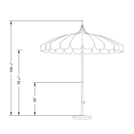 8.5' Patio California Umbrella Pagoda Series with Sunbrella Fabric and White Aluminum Pole for Backyard Comfort and Patio Shade, Black, Image 7