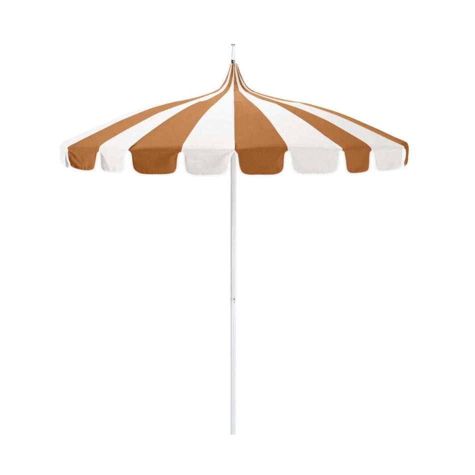 8.5' Patio California Umbrella Pagoda Series with Sunbrella Fabric and White Aluminum Pole for Outdoor Table and Patio Coverage, Tuscan