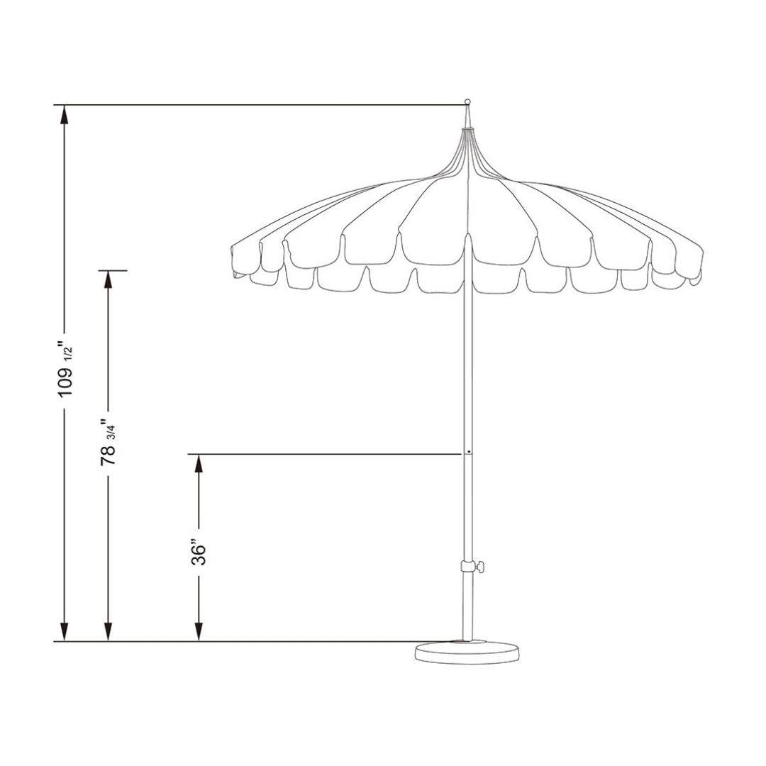 8.5' Patio California Umbrella Pagoda Series with Sunbrella Fabric and White Aluminum Pole for Outdoor Table and Patio Coverage, Tuscan, Image 7
