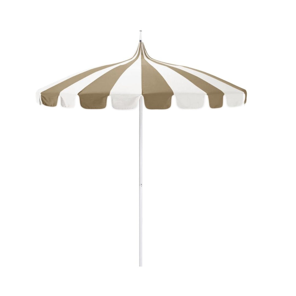 8.5' Patio California Umbrella Pagoda Series with Sunbrella Fabric and White Aluminum Pole for Patio Deck and Backyard Shade, Antique Beige