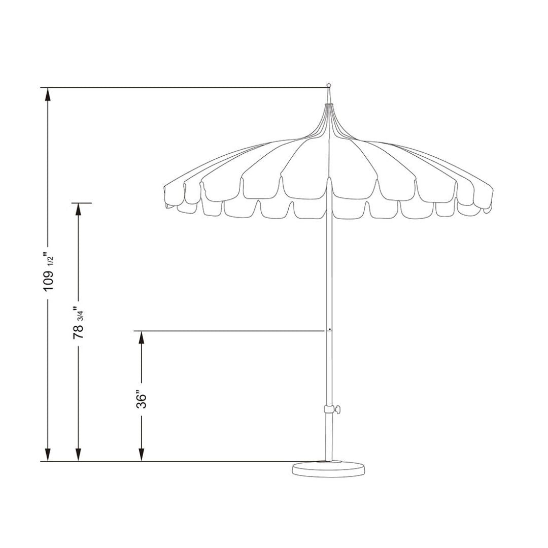 8.5' Patio California Umbrella Pagoda Series with Sunbrella Fabric and White Aluminum Pole for Patio Deck and Backyard Shade, Antique Beige, Image 7