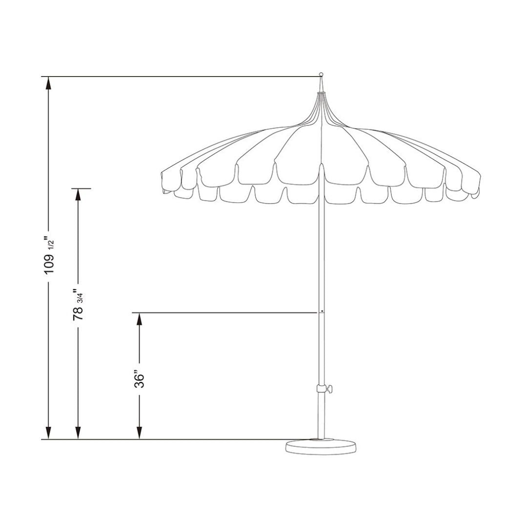8.5' Patio California Umbrella Pagoda Series with Sunbrella Fabric and White Aluminum Pole for Outdoor Deck Patio Use, Macaw, Image 7