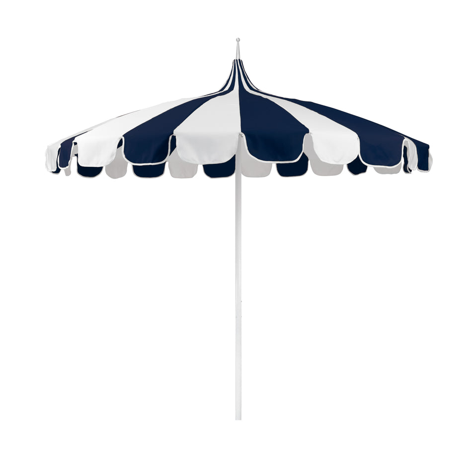 8.5' Patio California Umbrella Pagoda Series with Sunbrella Fabric and White Aluminum Pole for Backyard Patio and Garden Shade, Navy Blue