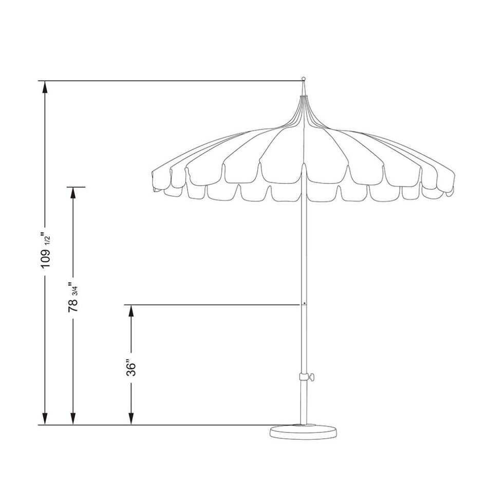 8.5' Patio California Umbrella Pagoda Series with Sunbrella Fabric and White Aluminum Pole for Deck Seating and Backyard Shade, Navy Blue