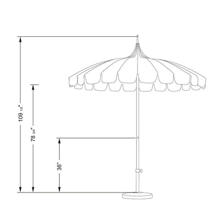8.5' Patio California Umbrella Pagoda Series with Sunbrella Fabric and White Aluminum Pole for Deck Seating and Backyard Shade, Navy Blue, Image 3