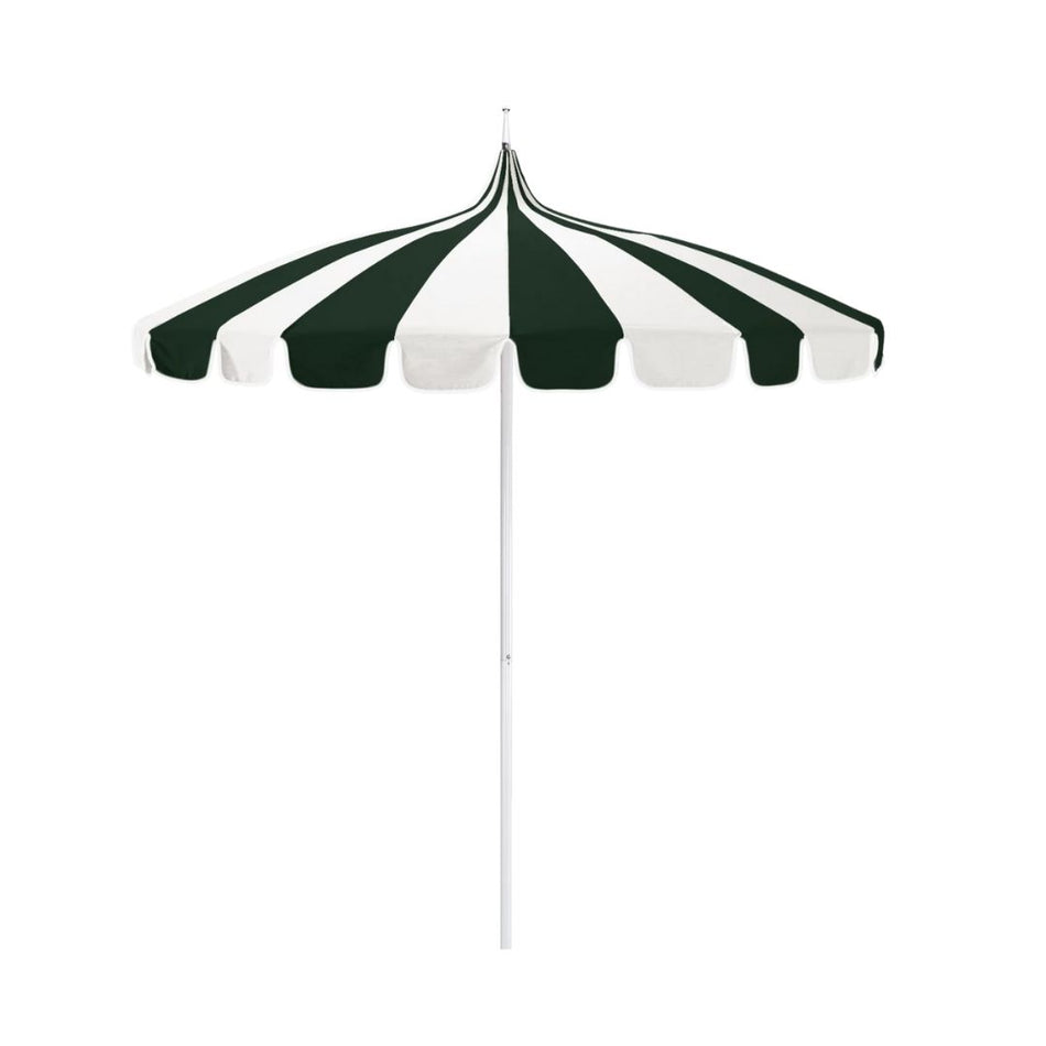 8.5' Patio California Umbrella Pagoda Series with Sunbrella Fabric and White Aluminum Pole for Patio Table and Outdoor Seating Shade, Forest Green