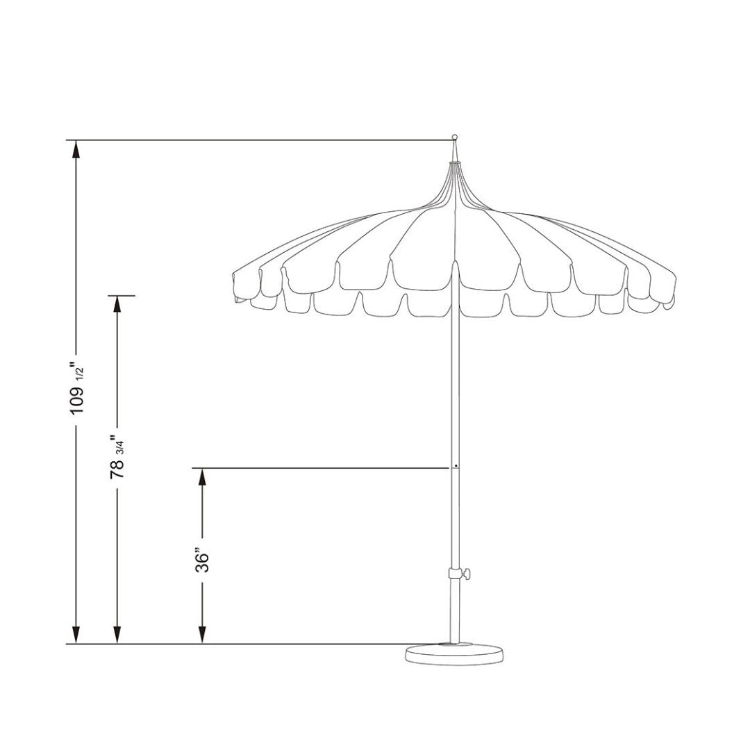 8.5' Patio California Umbrella Pagoda Series with Sunbrella Fabric and White Aluminum Pole for Patio Table and Outdoor Seating Shade, Forest Green, Image 7