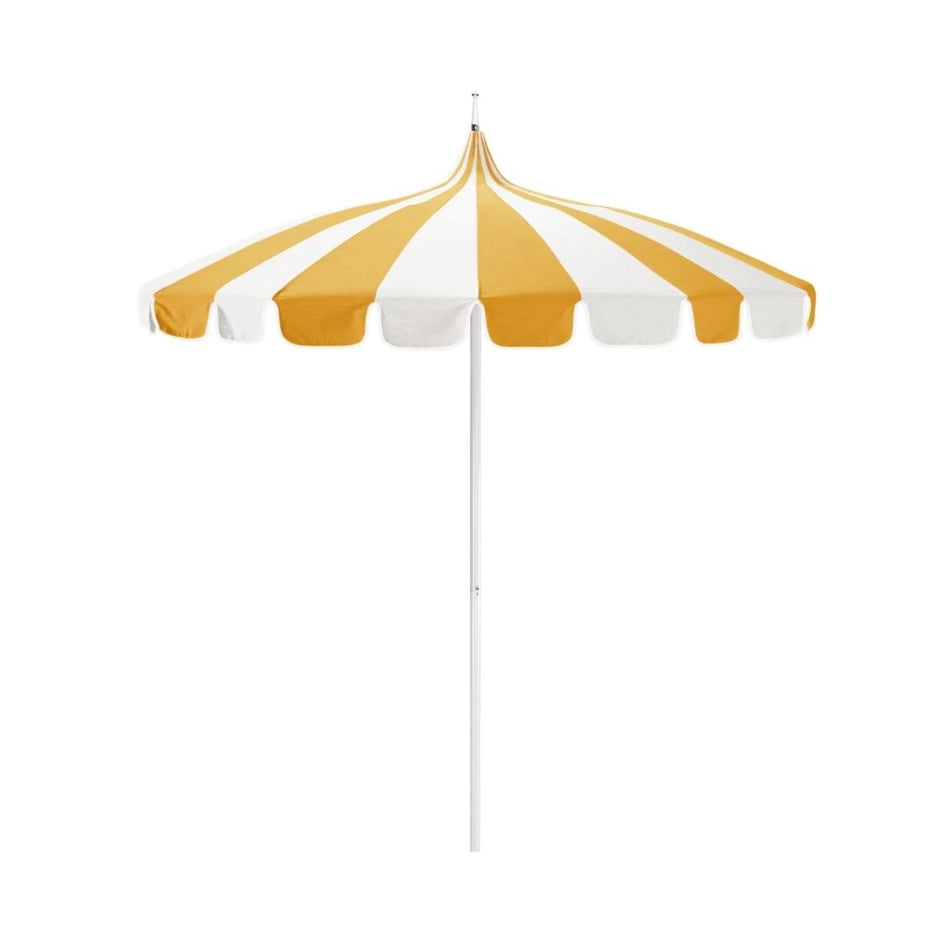 8.5' Patio California Umbrella Pagoda Series with Sunbrella Fabric and White Aluminum Pole for Deck Backyard and Poolside Shade, Sunflower Yellow