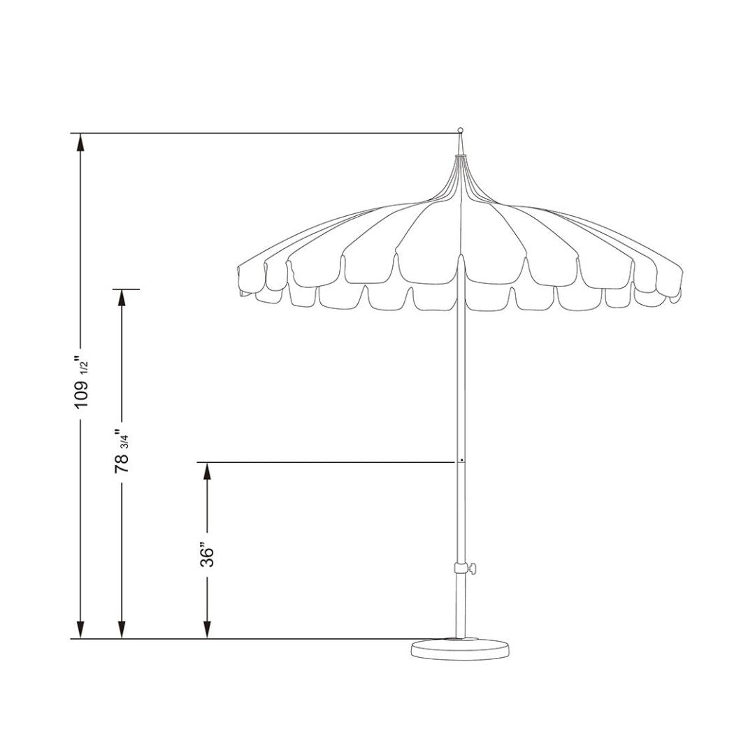 8.5' Patio California Umbrella Pagoda Series with Sunbrella Fabric and White Aluminum Pole for Deck Backyard and Poolside Shade, Sunflower Yellow, Image 7