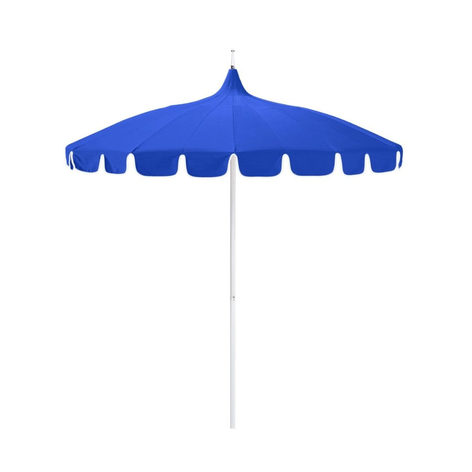 8.5' Patio California Umbrella Pagoda Series with Sunbrella Fabric and White Aluminum Pole for Deck Backyard and Poolside Shade, Pacific Blue