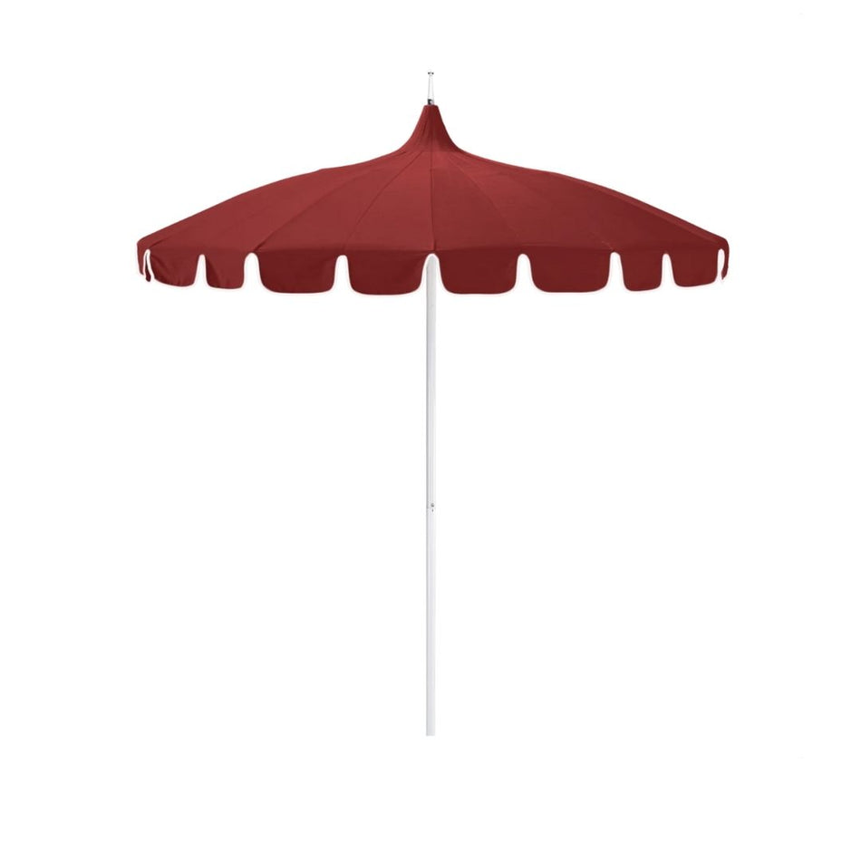 8.5' Patio California Umbrella Pagoda Series with Sunbrella Fabric and White Aluminum Pole for Outdoor Dining and Patio Shade, Jockey Red
