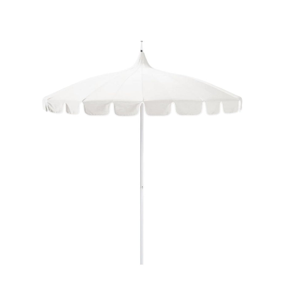 8.5' Patio California Umbrella Pagoda Series with Sunbrella Fabric and White Aluminum Pole for Backyard Patio and Garden Shade, Natural