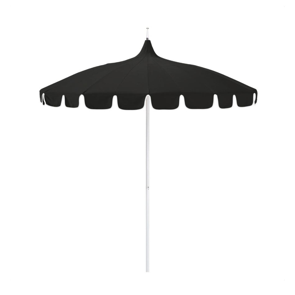 8.5' Patio California Umbrella Pagoda Series with Sunbrella Fabric and White Aluminum Pole for Deck Backyard and Poolside Shade, Black