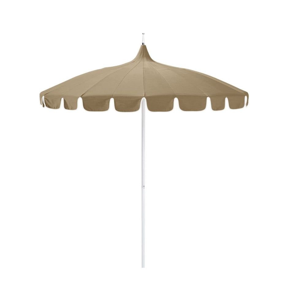 8.5' Patio California Umbrella Pagoda Series with Sunbrella Fabric and White Aluminum Pole for Patio Garden and Outdoor Shade, Antique Beige