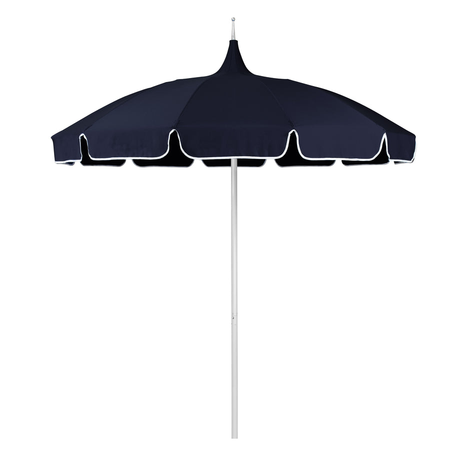 8.5' Patio California Umbrella Pagoda Series with Sunbrella Fabric and White Aluminum Pole for Deck Seating and Backyard Shade, Navy Blue