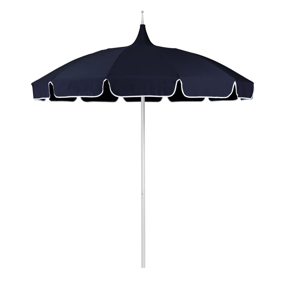 8.5' Patio California Umbrella Pagoda Series with Sunbrella Fabric and White Aluminum Pole for Deck Seating and Backyard Shade, Navy Blue, Image 2