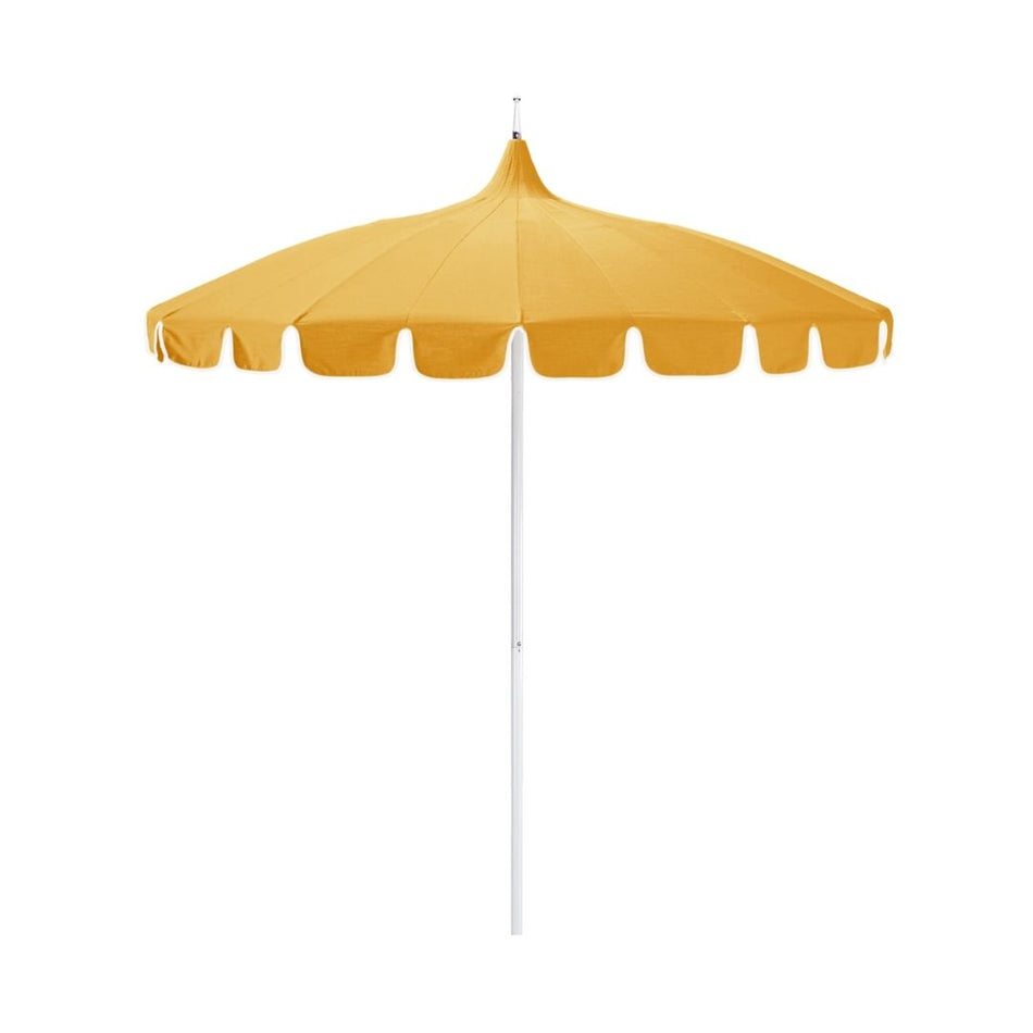 8.5' Patio California Umbrella Pagoda Series with Sunbrella Fabric and White Aluminum Pole for Deck Backyard and Poolside Shade, Sunflower Yellow