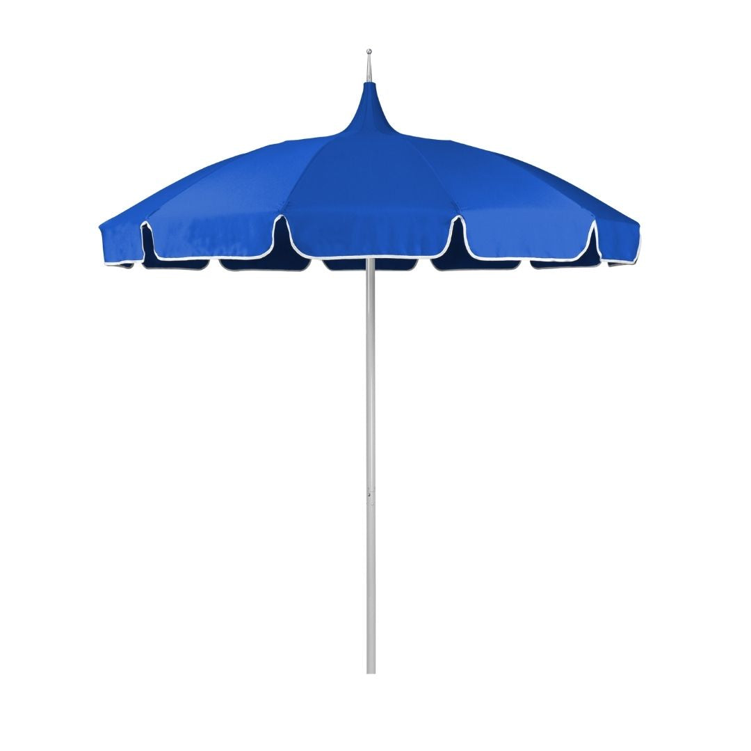 8.5' Patio California Umbrella Pagoda Series with Sunbrella Fabric and White Aluminum Pole for Deck Backyard and Poolside Shade, Pacific Blue, Image 2