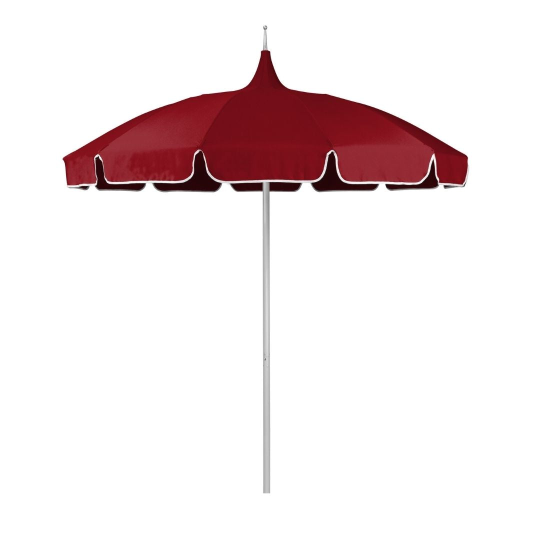 8.5' Patio California Umbrella Pagoda Series with Sunbrella Fabric and White Aluminum Pole for Outdoor Dining and Patio Shade, Jockey Red, Image 2