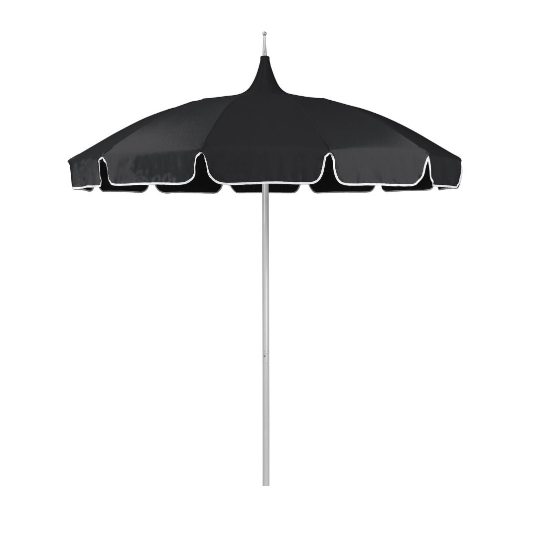 8.5' Patio California Umbrella Pagoda Series with Sunbrella Fabric and White Aluminum Pole for Deck Backyard and Poolside Shade, Black, Image 2